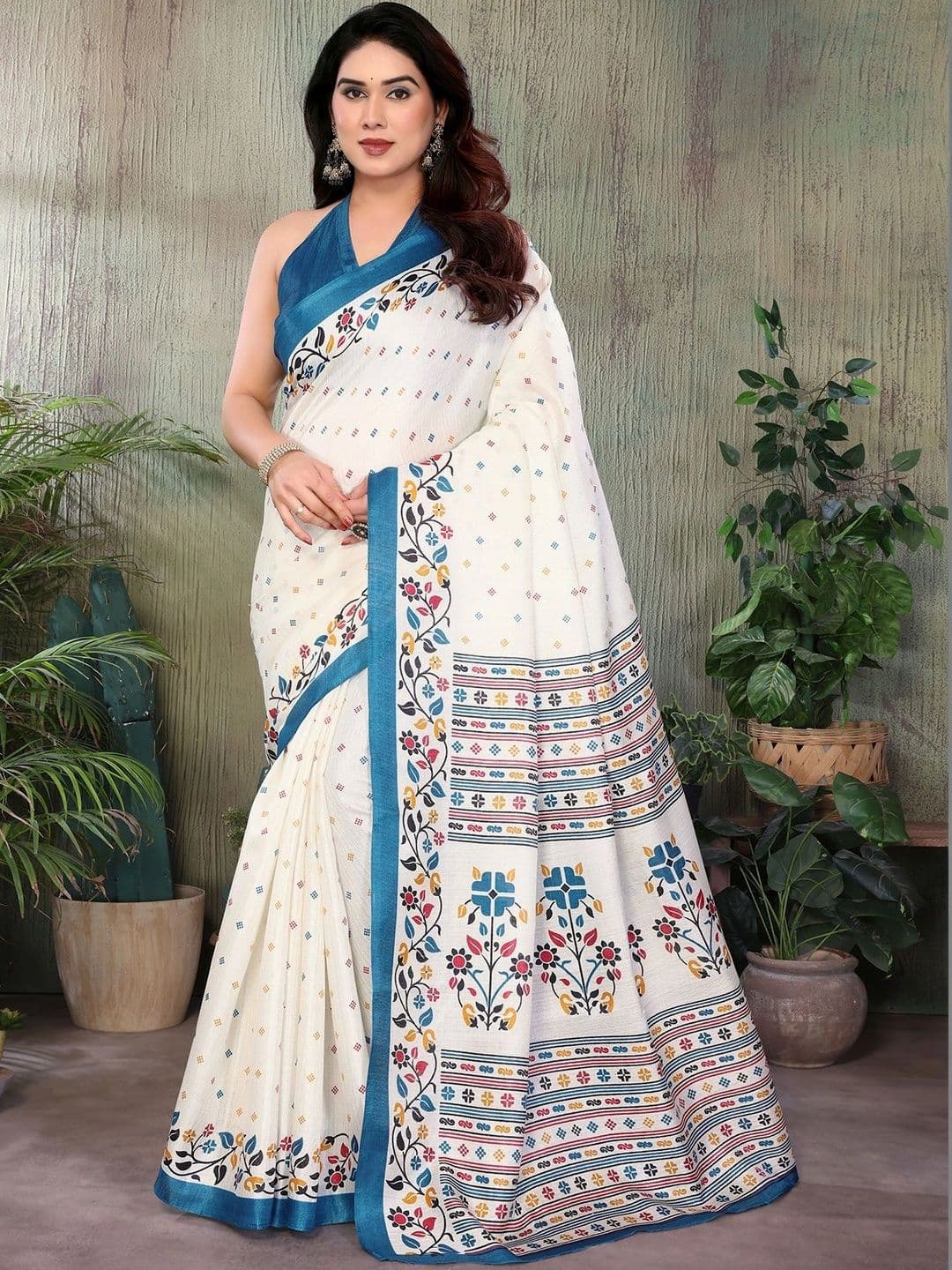 KALINI Floral Art Silk Saree thumbnail 7