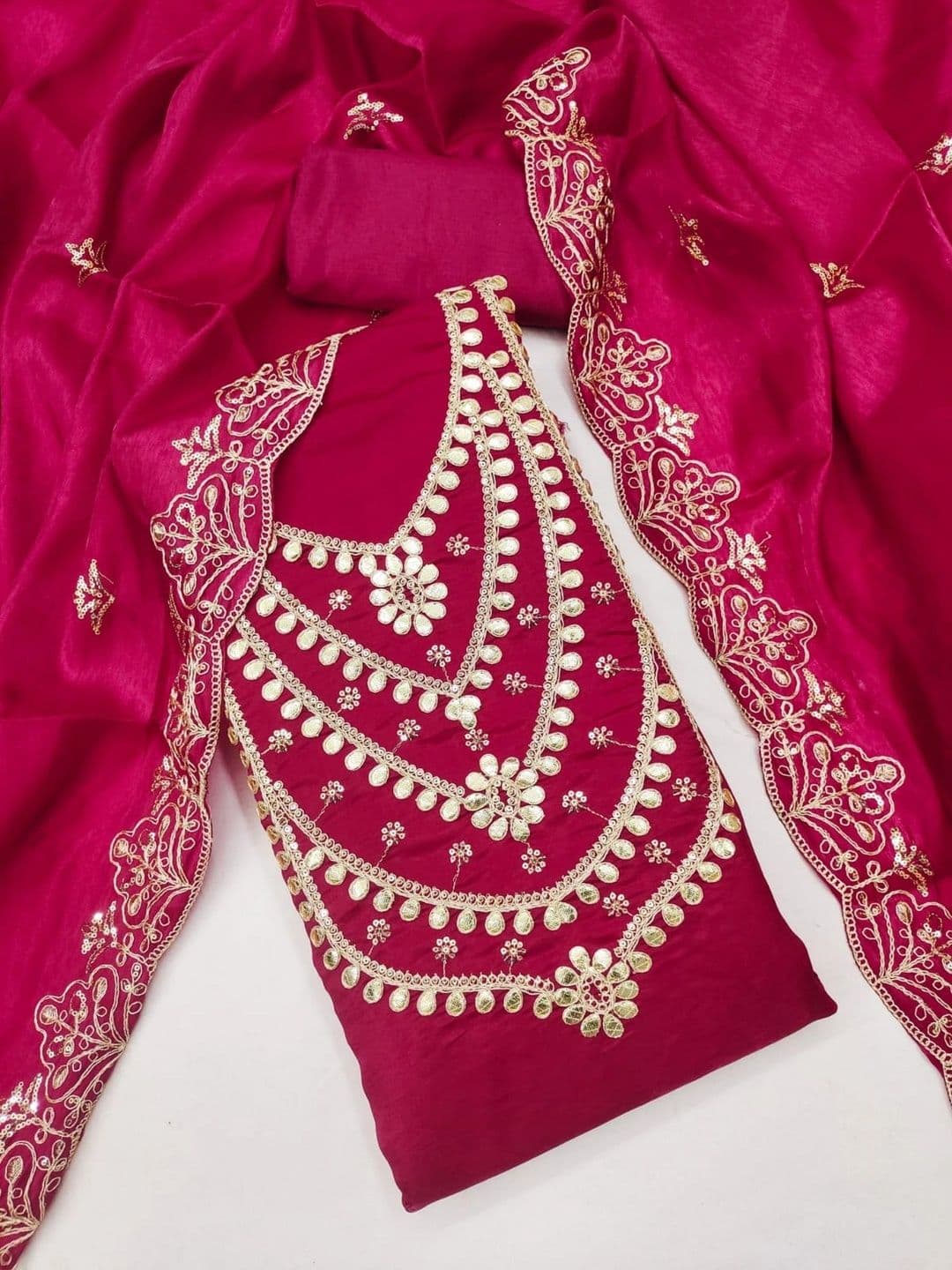 TAVAS Embroidered Pure Silk Unstitched Dress Material thumbnail 6