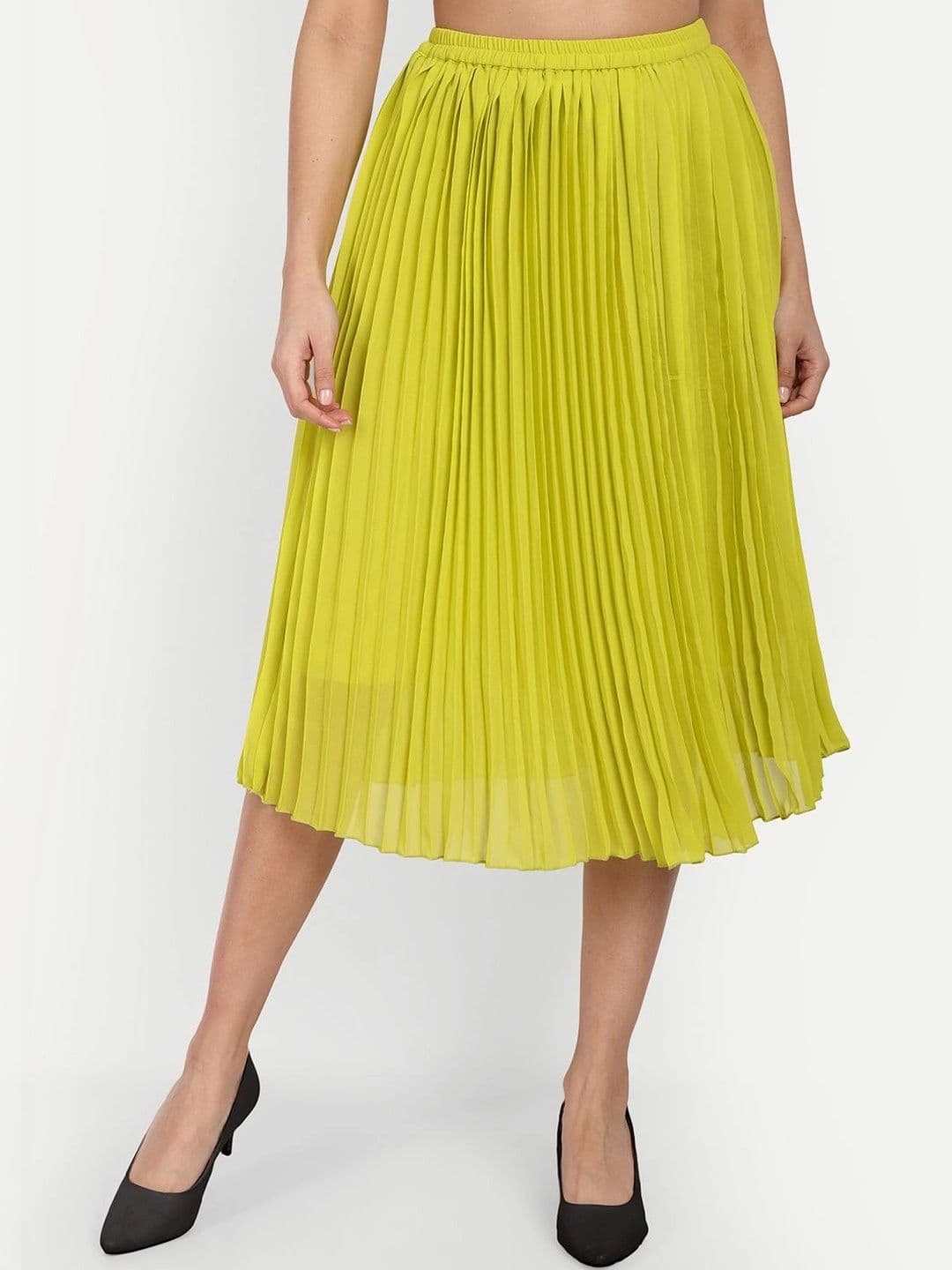 Aaruvi Ruchi Verma Women Accordion Pleated Midi A-Line Skirt thumbnail 3