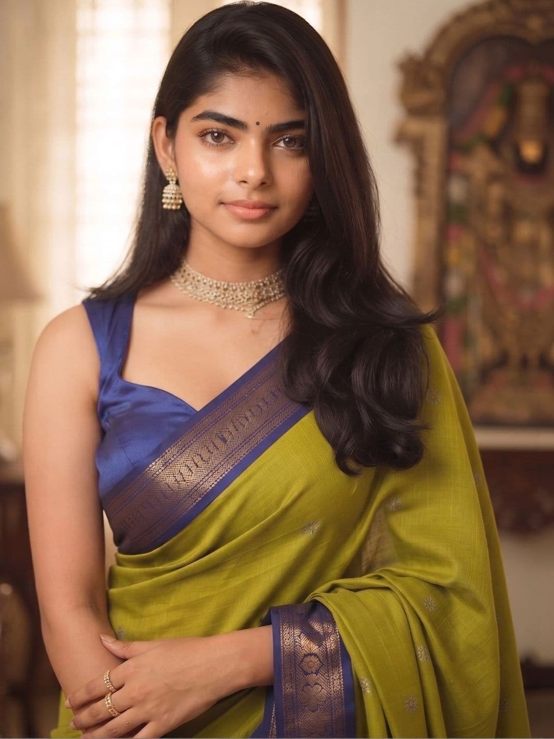 VILLE FASHION Woven Design Zari Art Silk Kanjeevaram Saree thumbnail 4