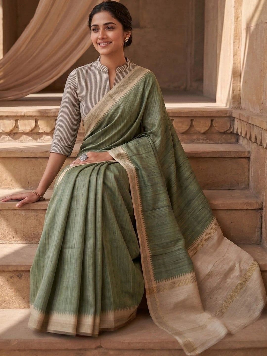 House of Vived Embellished Silk Blend Designer Saree thumbnail 5