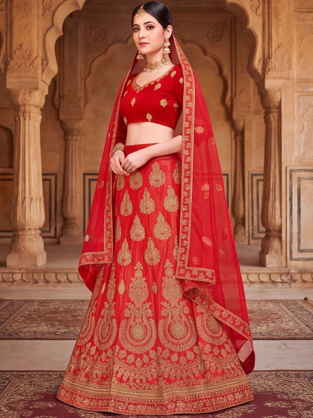 Anouk Rustic Embroidered Semi-Stitched Lehenga & Unstitched Blouse With Dupatta thumbnail 2