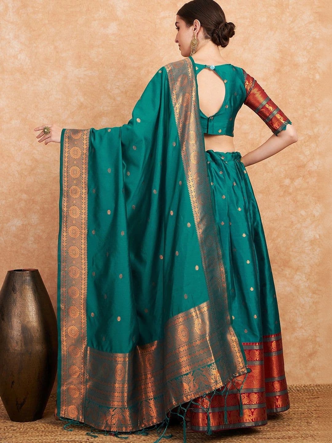 Anouk Rustic Embellished Semi-Stitched Lehenga & Unstitched Blouse With Dupatta thumbnail 5