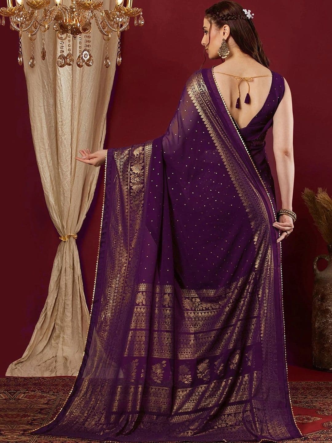 SANISA Woven Design Zari Pure Georgette Saree thumbnail 2