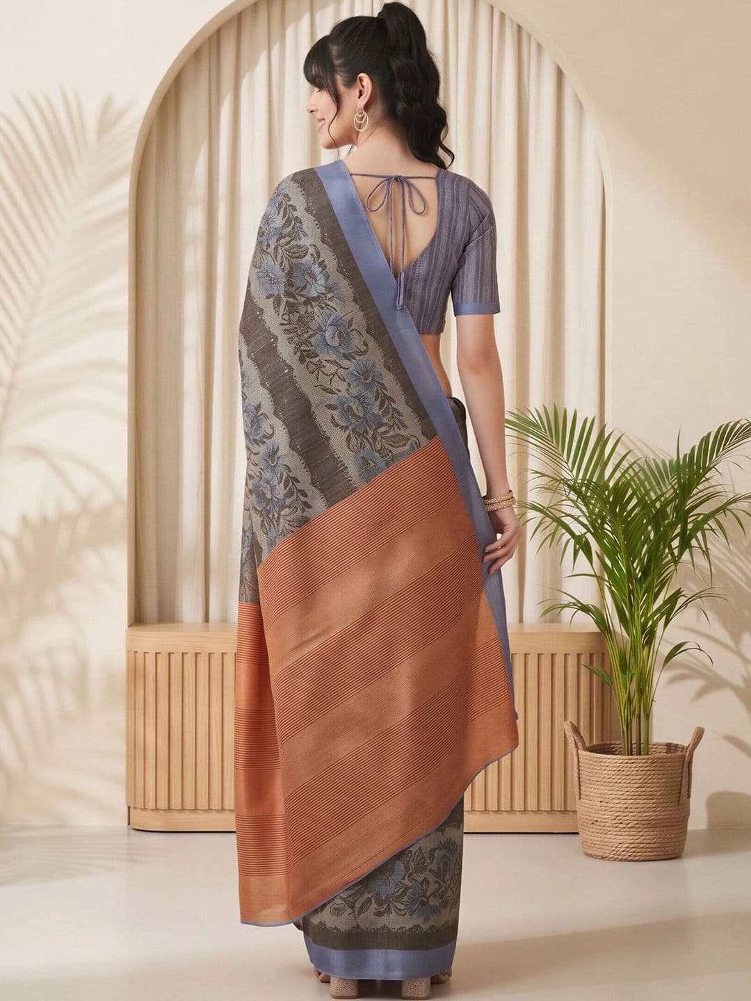Sangria Floral Designer Saree thumbnail 6