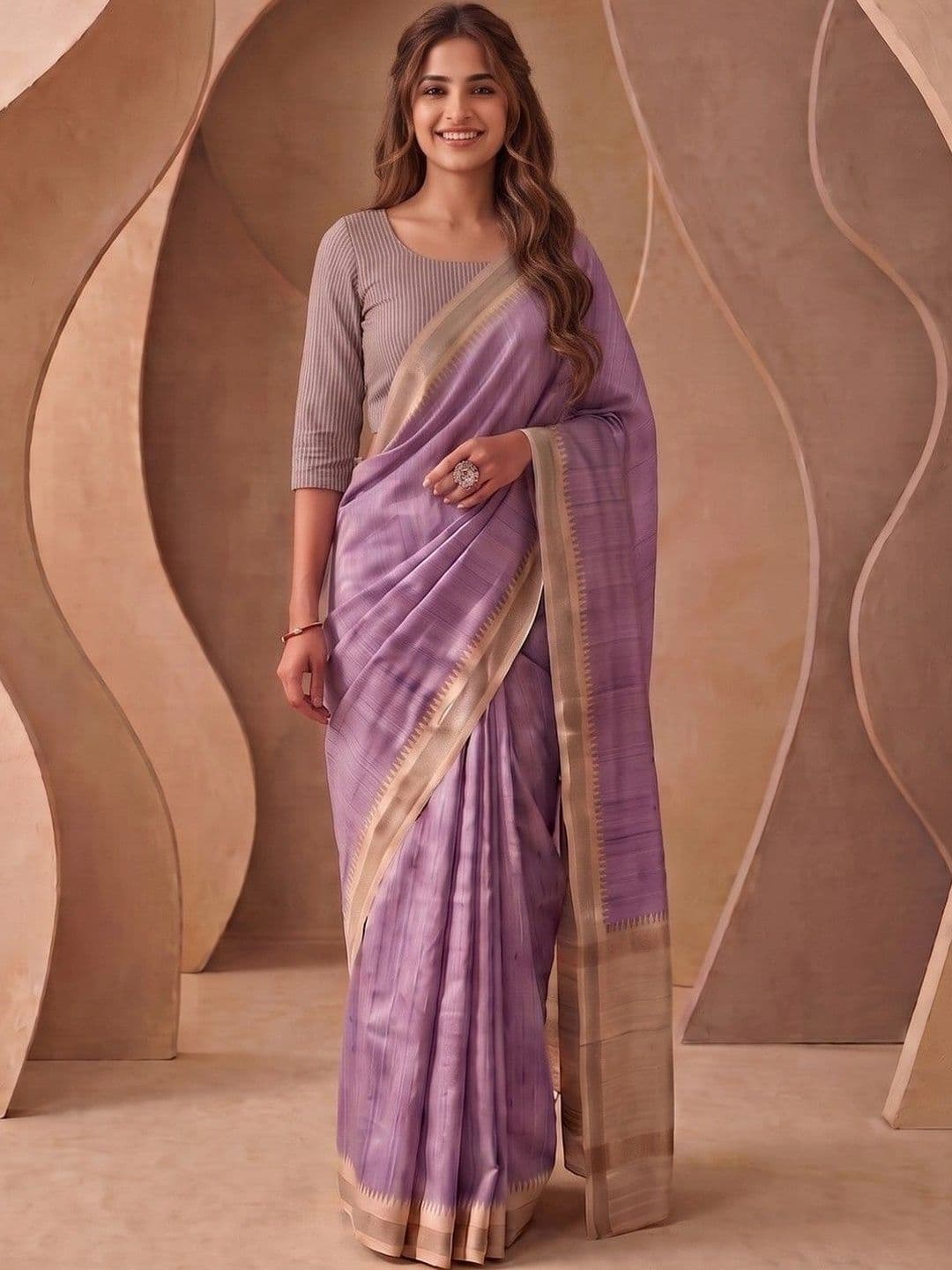 House of Vived Embellished Silk Blend Designer Saree - view 1