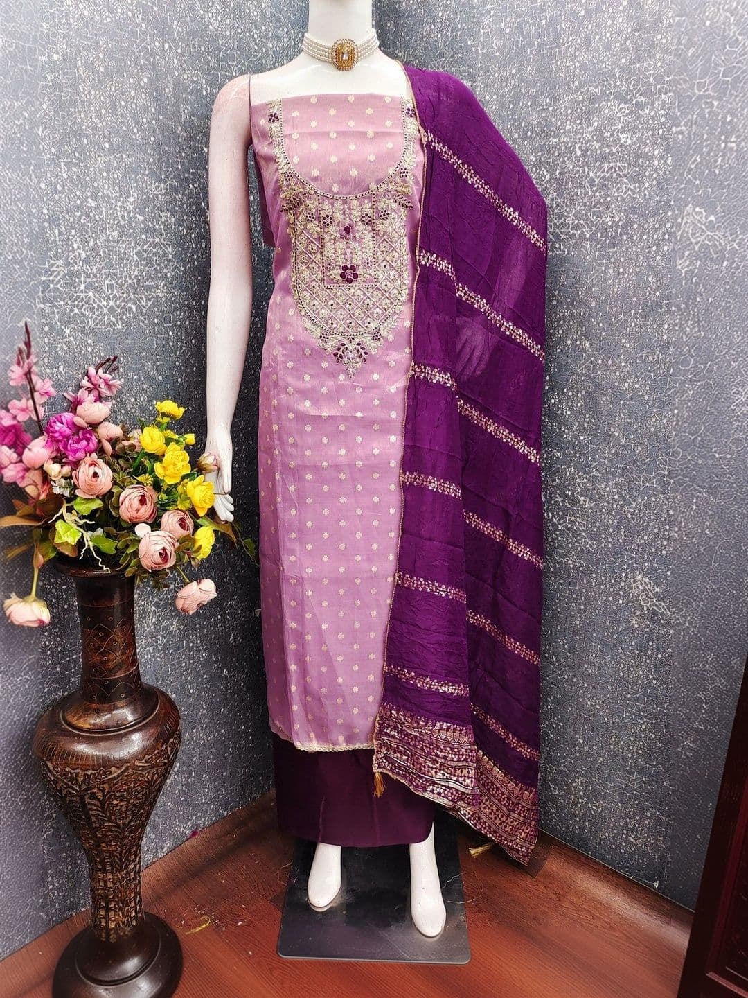 TAVAS Embroidered Unstitched Dress Material - view 1