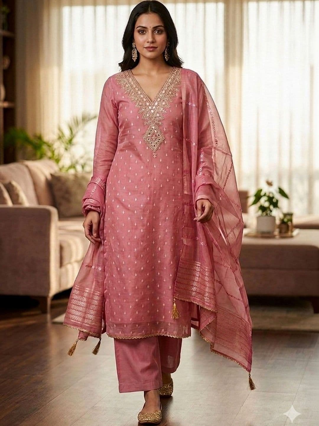 TAVAS Embroidered Unstitched Dress Material - view 1