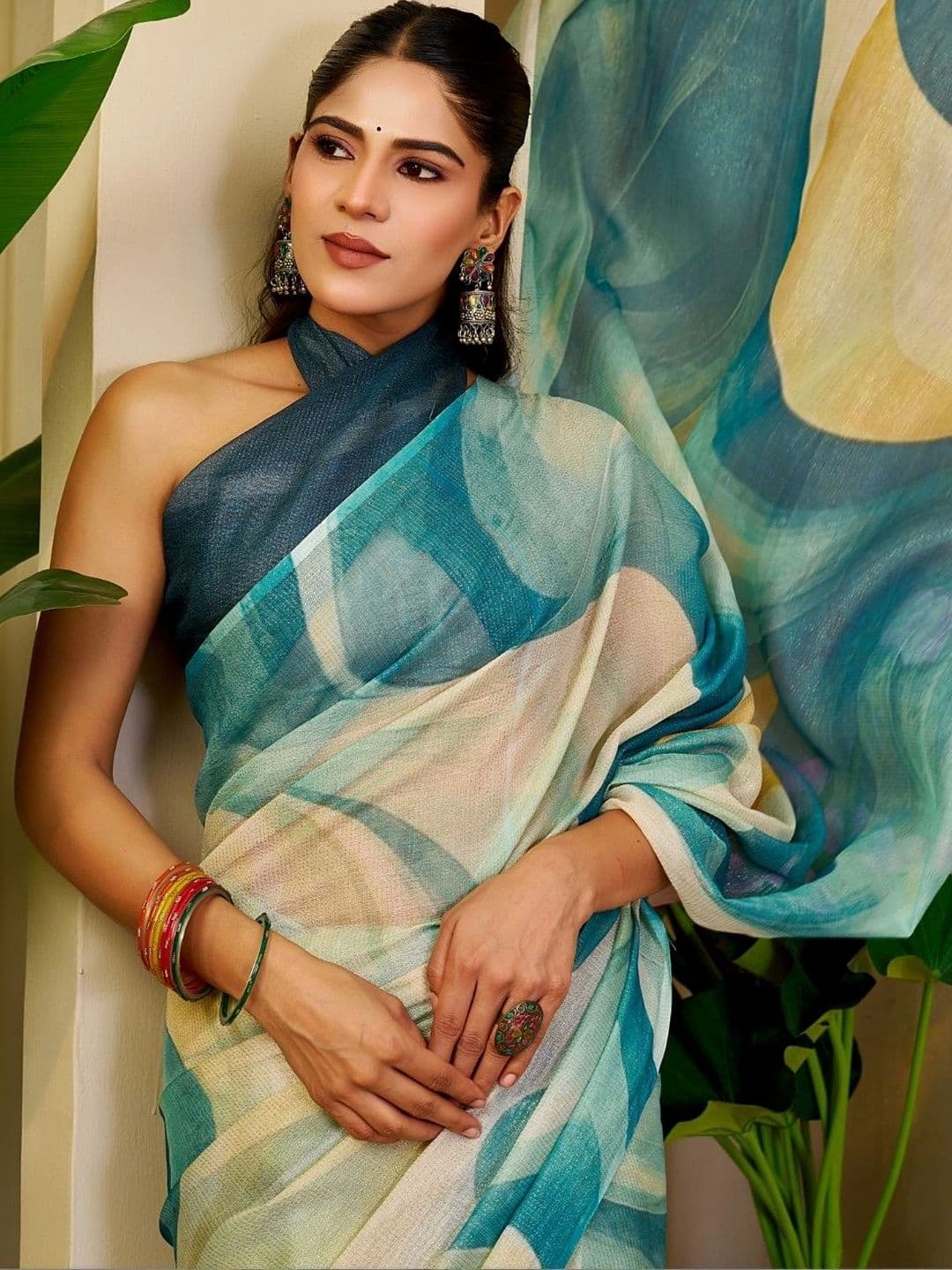 ZAMUNA Tissue Designer Bhagalpuri Saree thumbnail 5