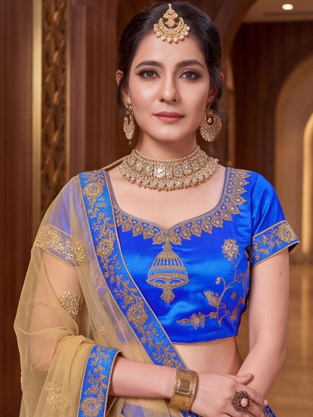 Anouk Rustic Embroidered Semi-Stitched Lehenga & Unstitched Blouse With Dupatta thumbnail 2