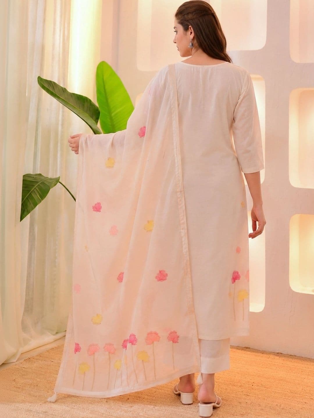 KALINI Women Floral Printed Regular Kurta with Trousers & With Dupatta thumbnail 6