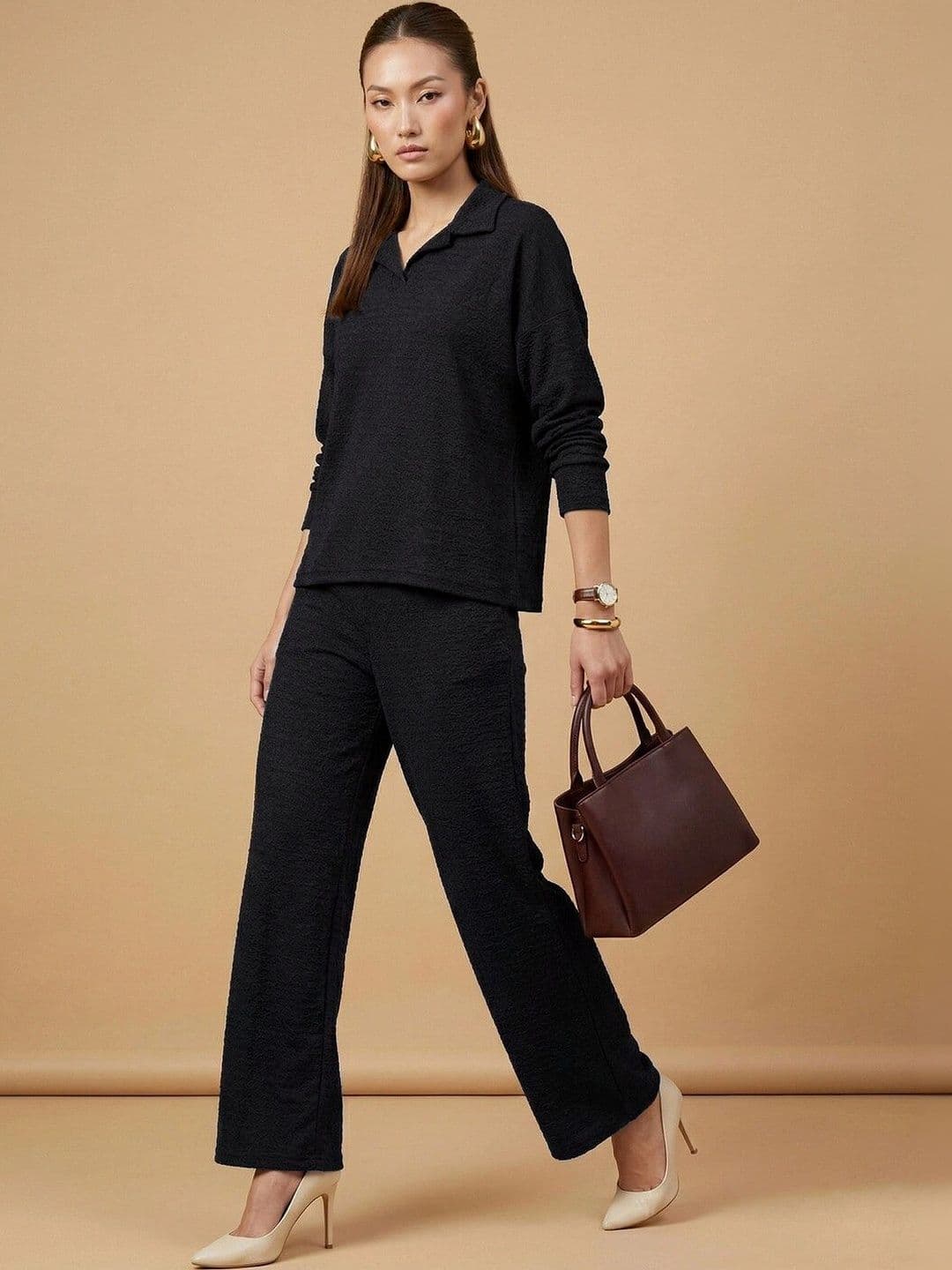 Chemistry Knitted Solid Top with Trousers - view 1