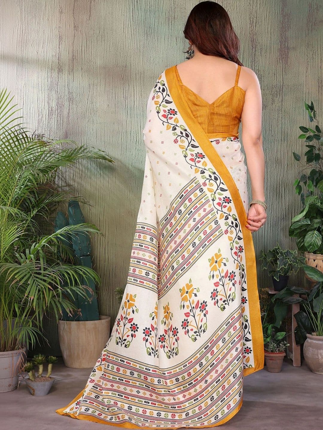 NIRVAAN Floral Art Silk Saree thumbnail 5