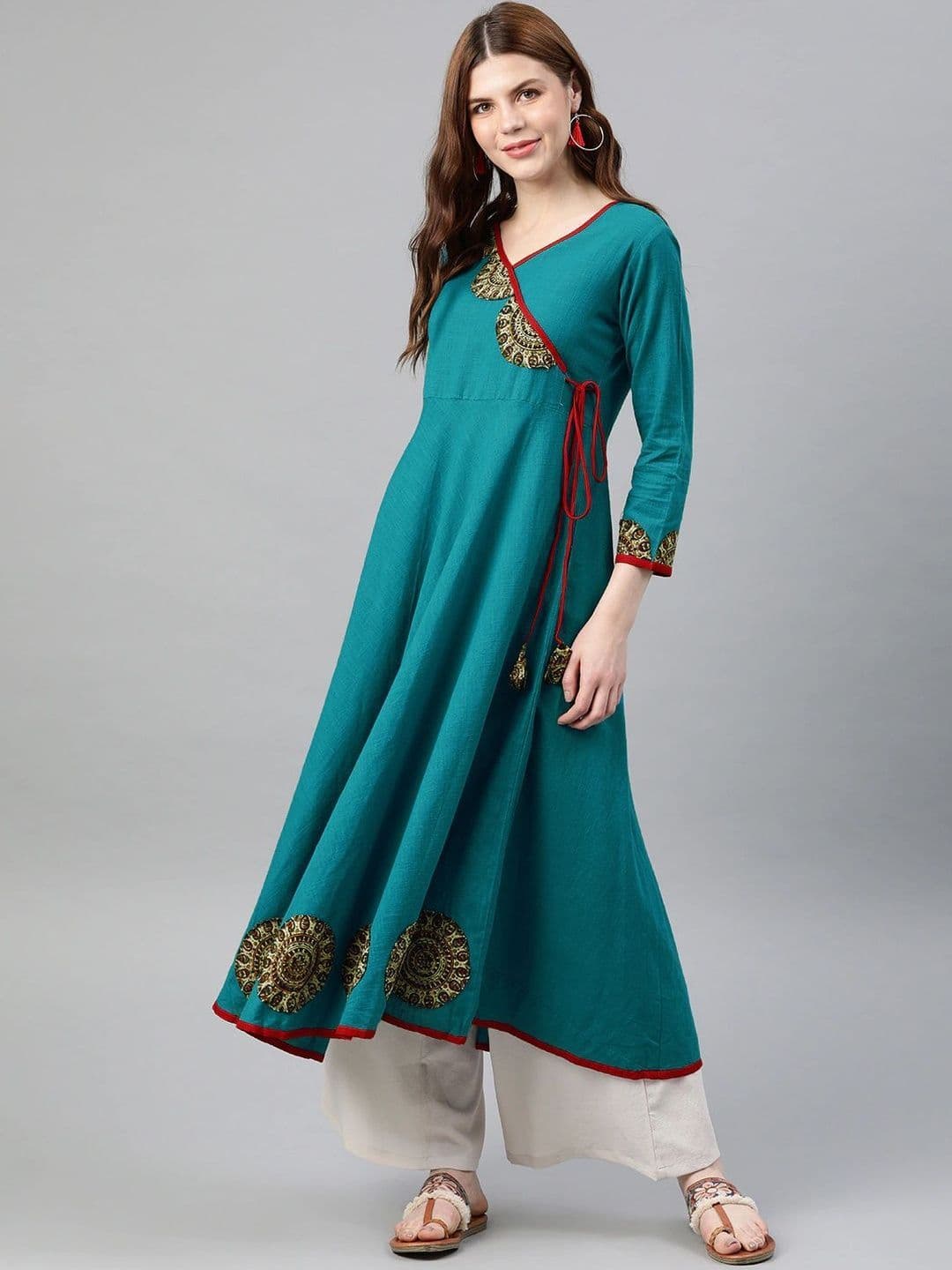 KALINI Women Ethnic Motifs Printed Patchwork Anarkali Kurta - view 1