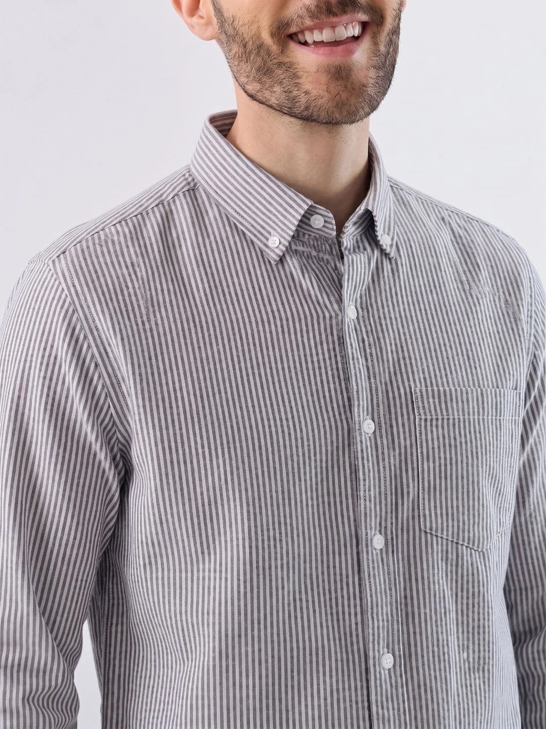 HENSHIKA Men Cotton Striped Printed Casual Shirt thumbnail 7