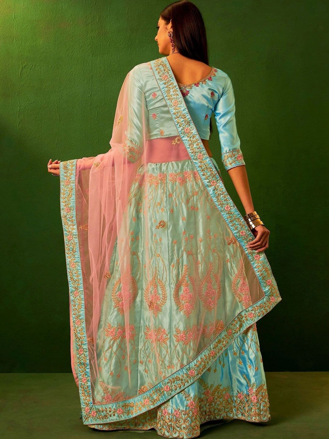 Anouk Rustic Embroidered Thread Work Semi-Stitched Lehenga & Blouse With Dupatta thumbnail 5