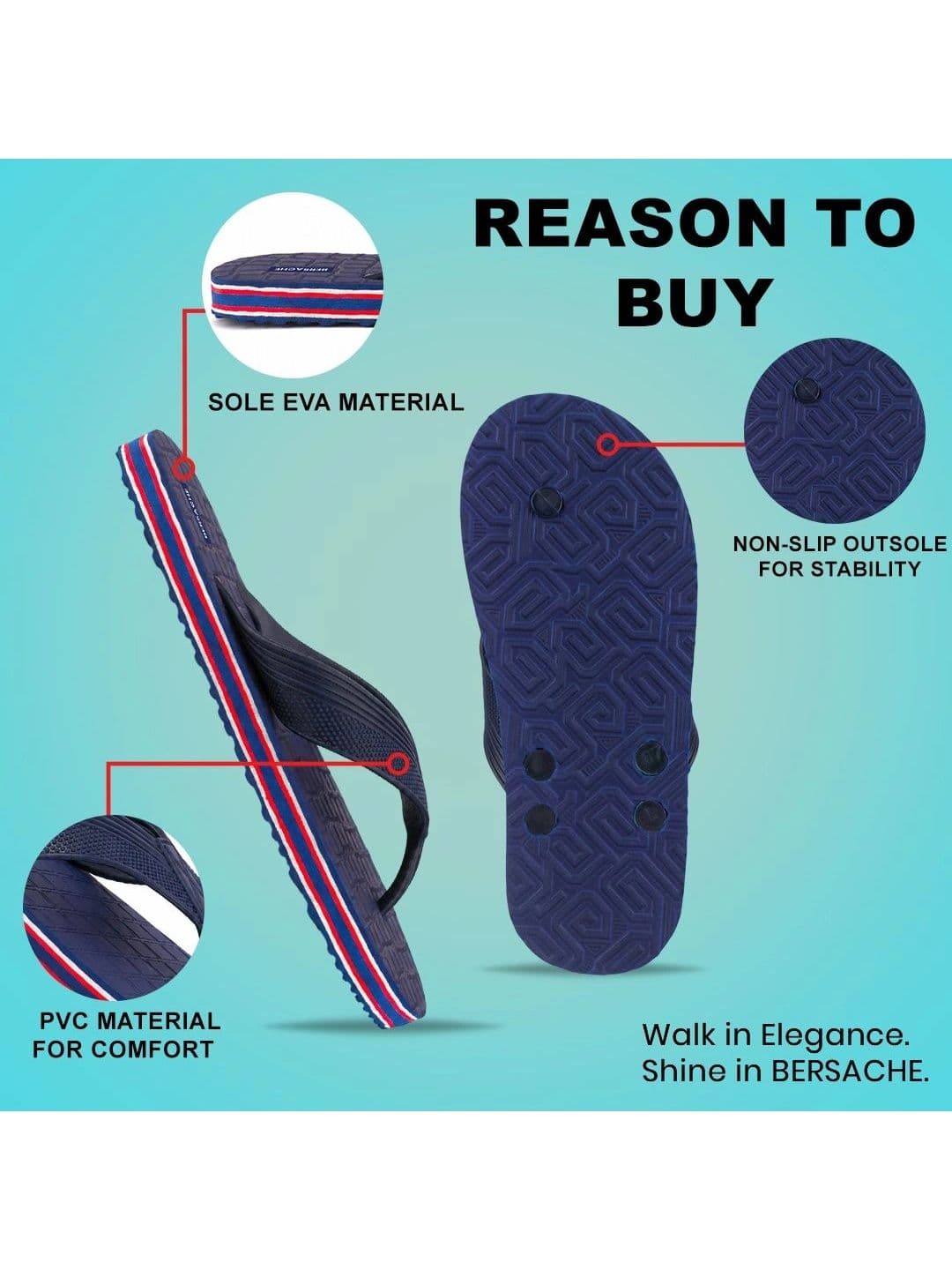 BERSACHE Men Thong Flip-Flops thumbnail 5