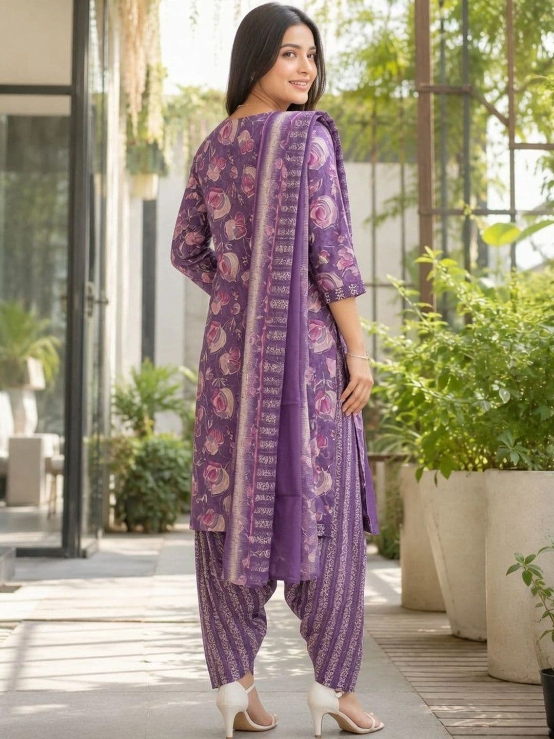 Rajnandini Women Floral Printed Regular Kurta with Patiala & With Dupatta thumbnail 2