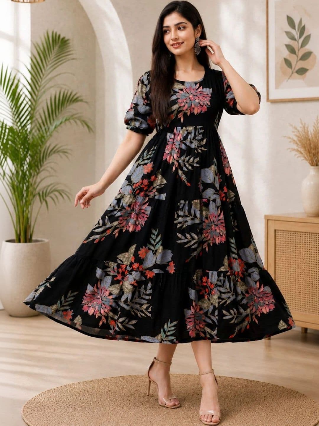 Pranati Enterprise Women Floral Printed Floral Anarkali Kurta thumbnail 4