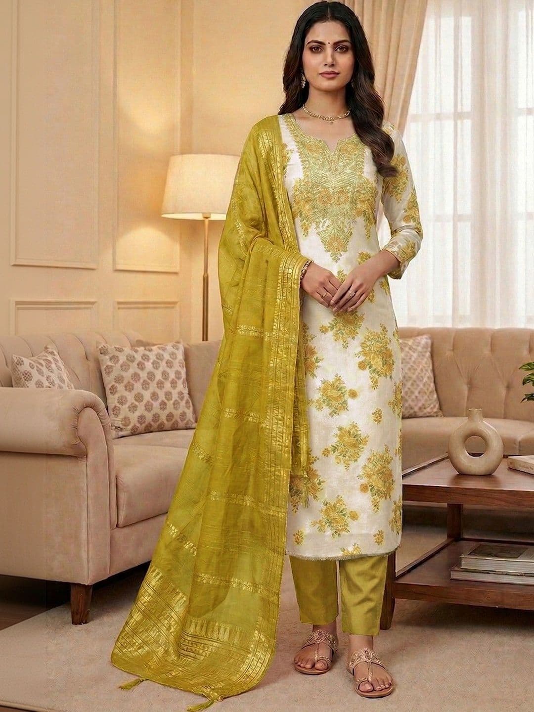 TAVAS Printed Unstitched Dress Material - view 1