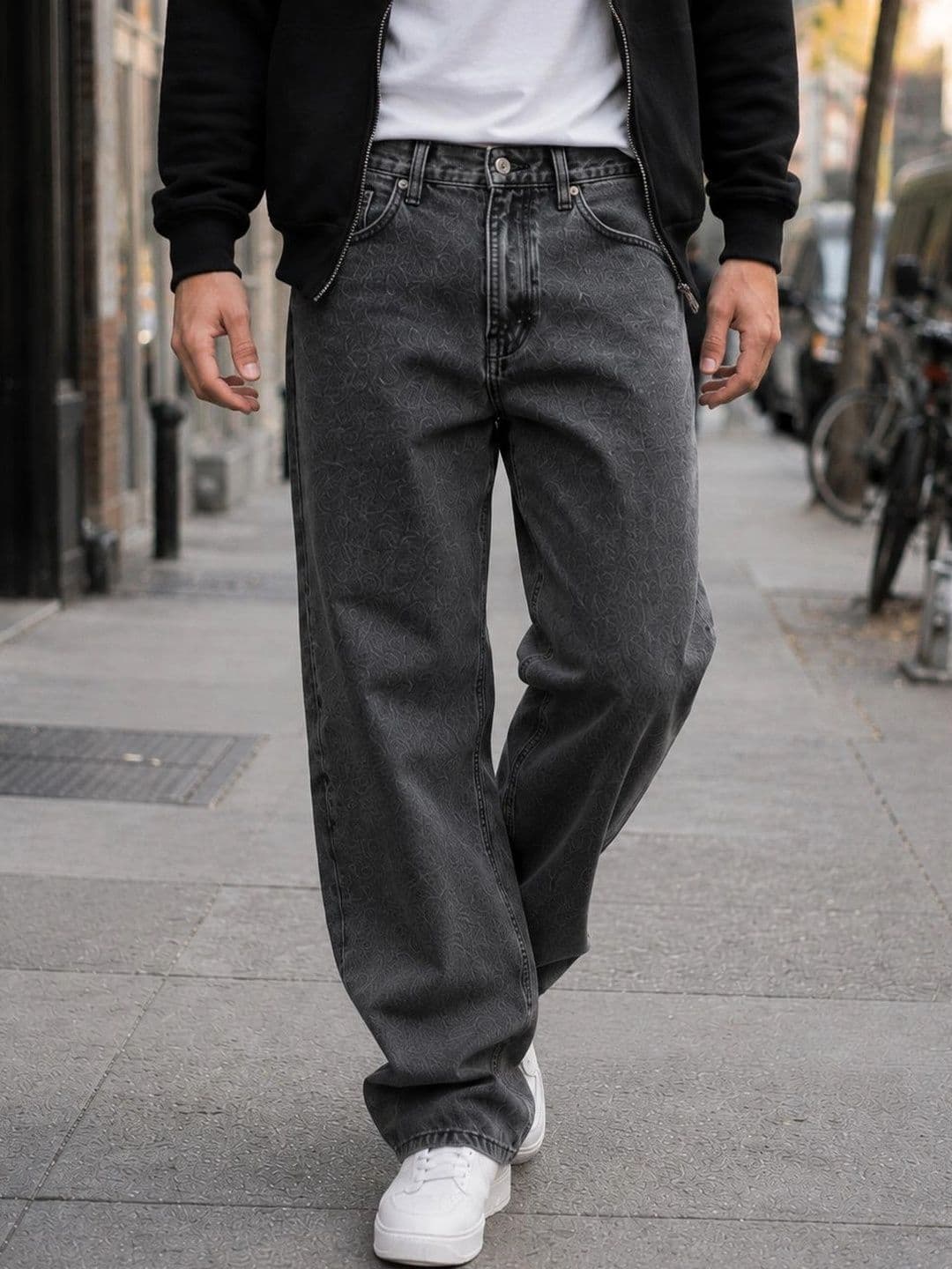 DENIM HAWK Men Classic Straight Fit Mid-Rise Printed Stretchable Jeans thumbnail 3