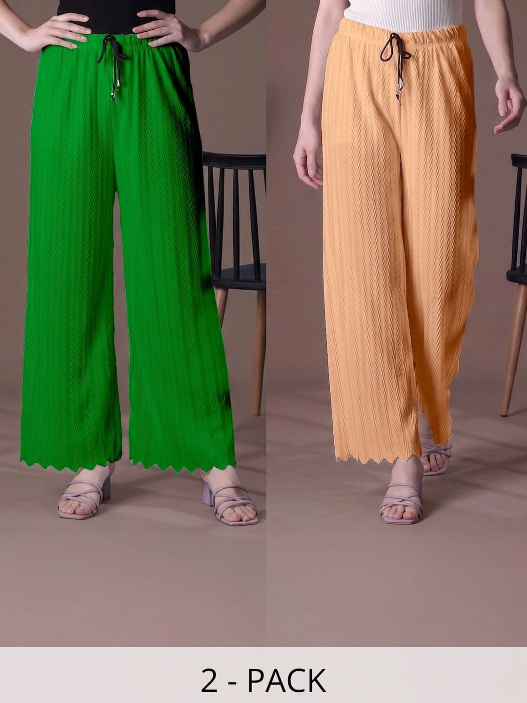 Tijarat Women Pack of 2 Solid Ethnic Palazzos - view 1