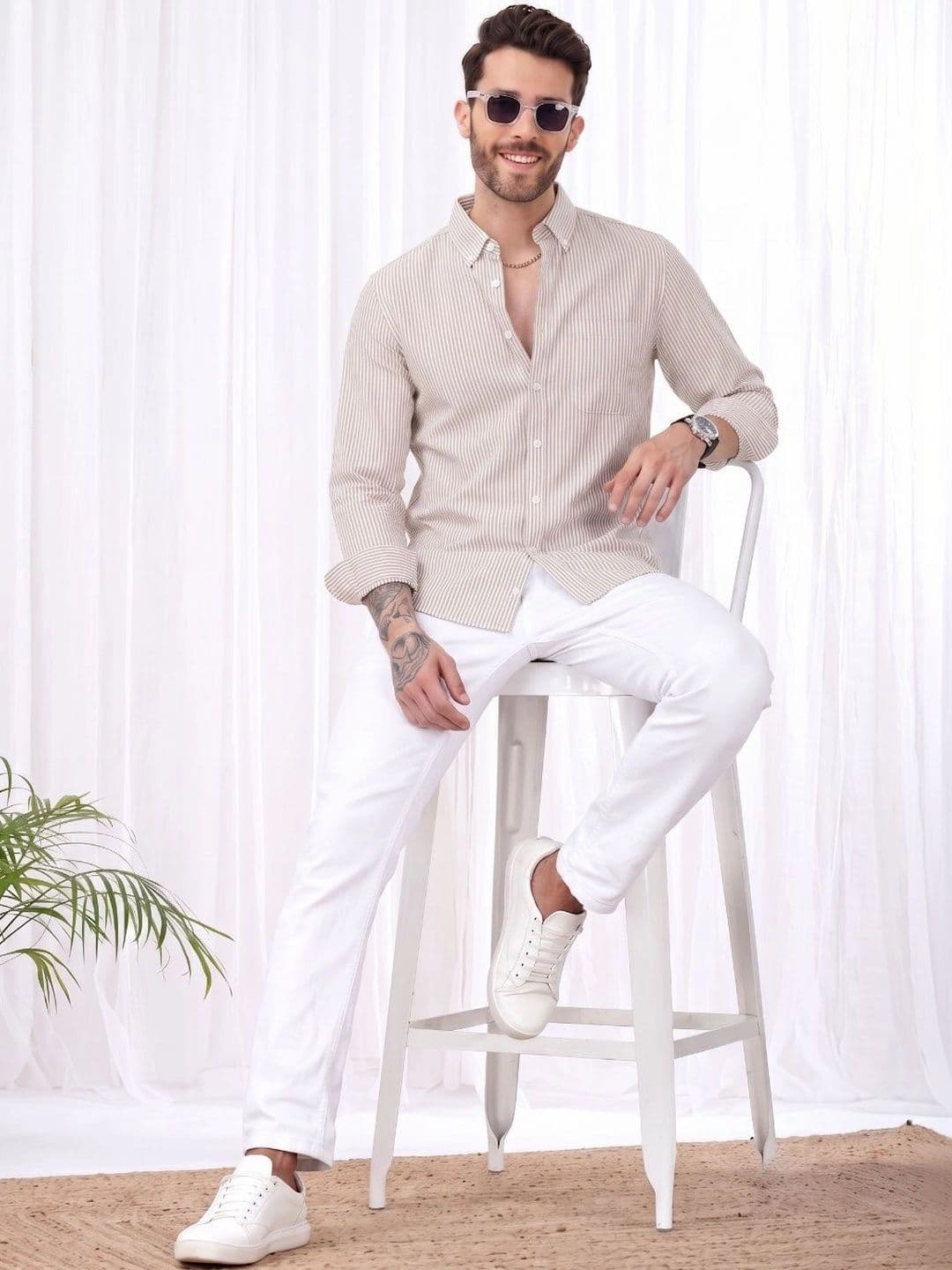 HENSHIKA Men Standard Striped Casual Shirt thumbnail 4