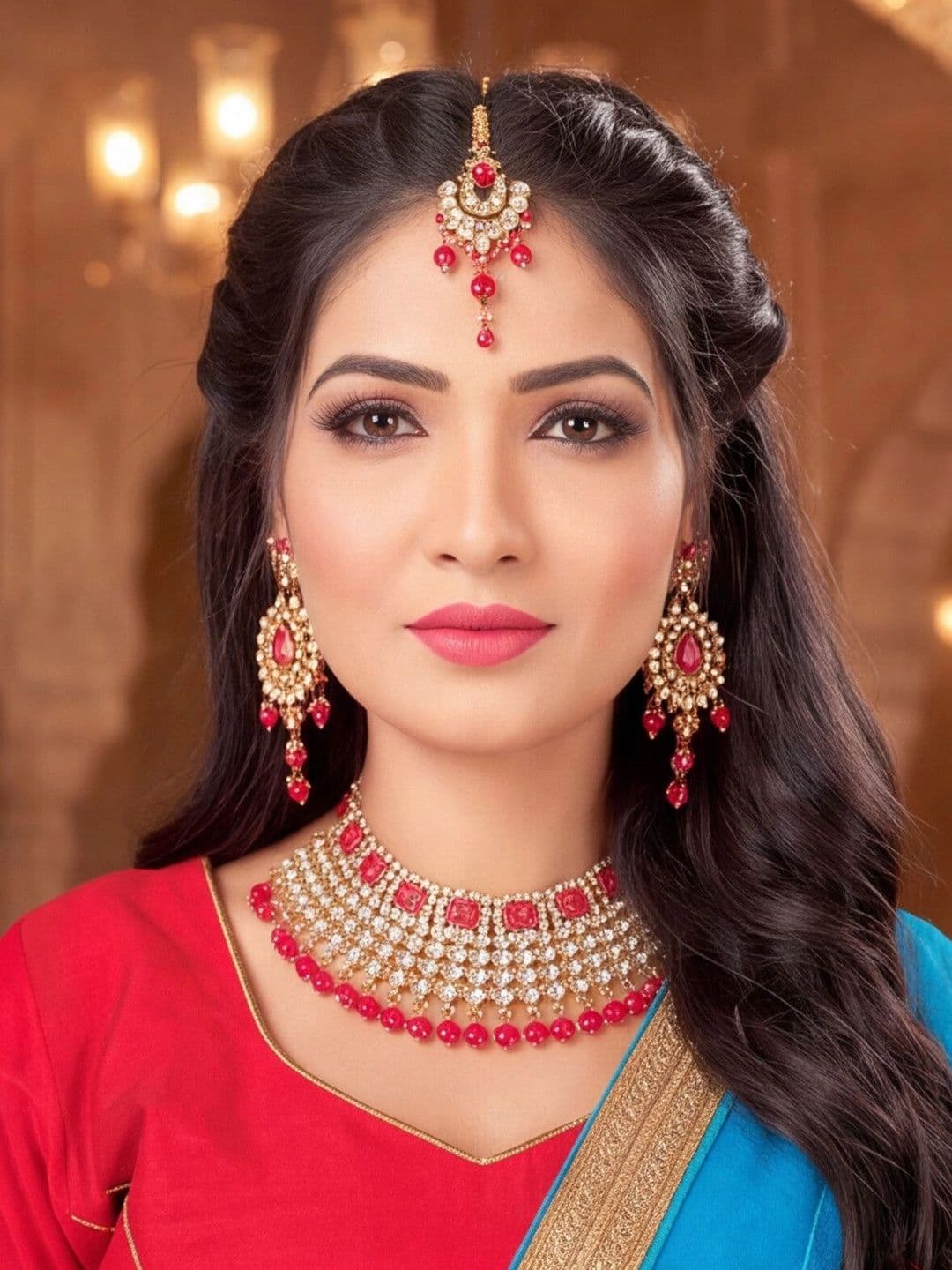 Anouk Rustic Embellished Foil Print Semi-Stitched Lehenga & Unstitched Blouse With Dupatta thumbnail 3