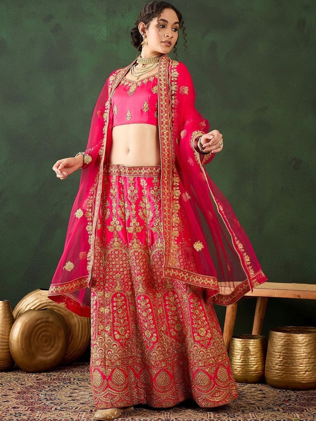 Anouk Rustic Embroidered Semi-Stitched Lehenga & Unstitched Blouse With Dupatta thumbnail 6