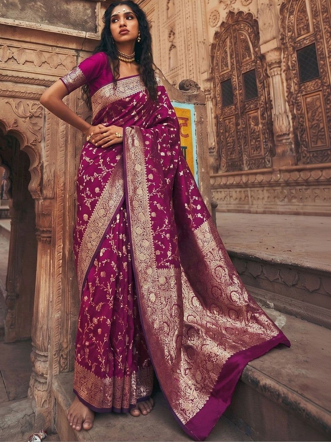 Mitera Woven Design Zari Silk Blend Banarasi Saree - view 1