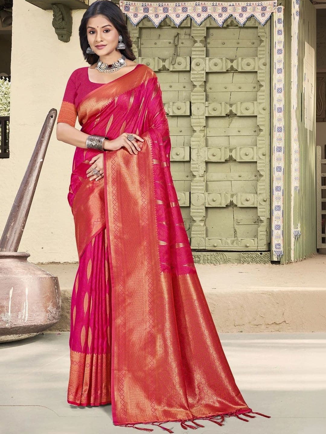 Mitera Woven Design Zari Silk Blend Banarasi Saree - view 1