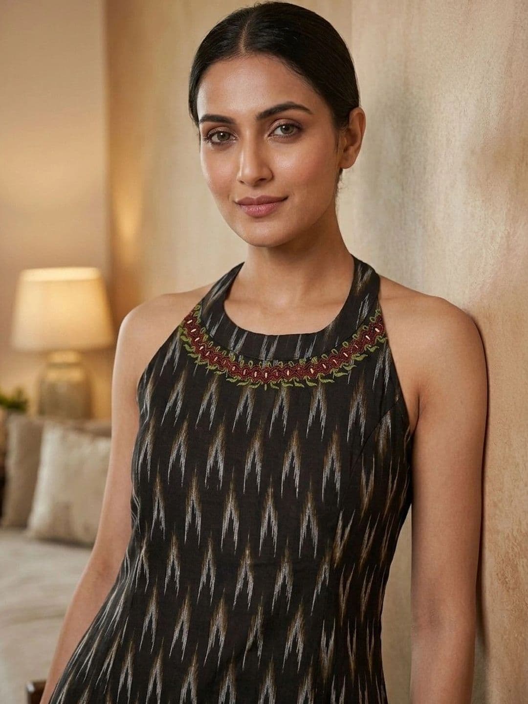 Sangria Women Halter Neck Thread Work Kurta thumbnail 5