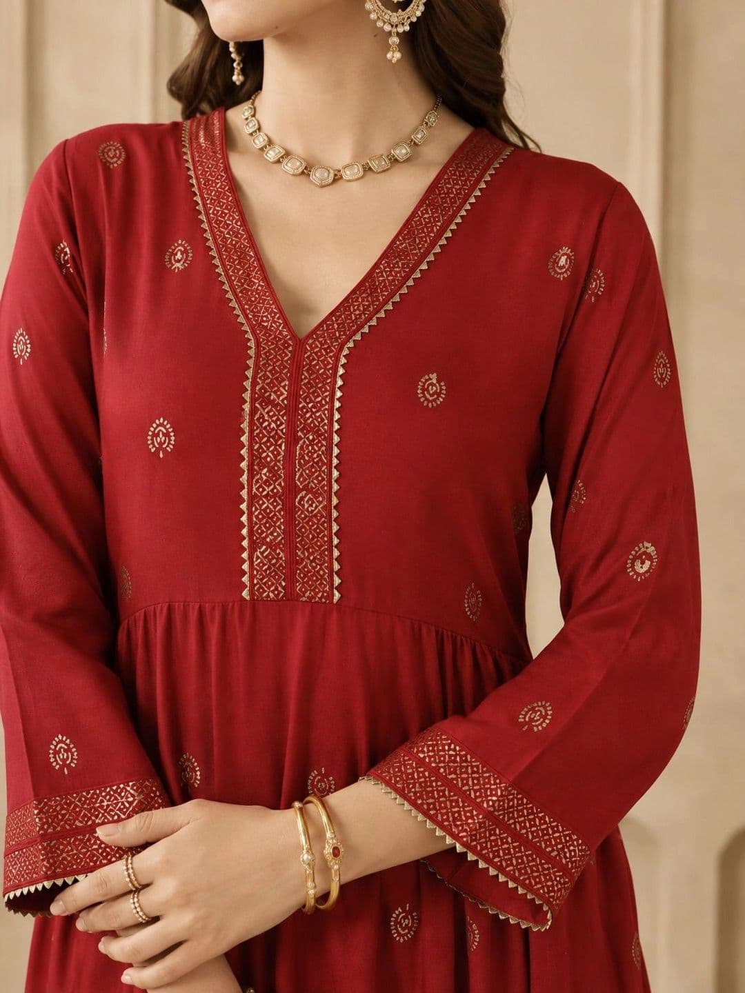Anouk Women Ethnic Motifs Printed Empire Kurta with Palazzos & With Dupatta thumbnail 6