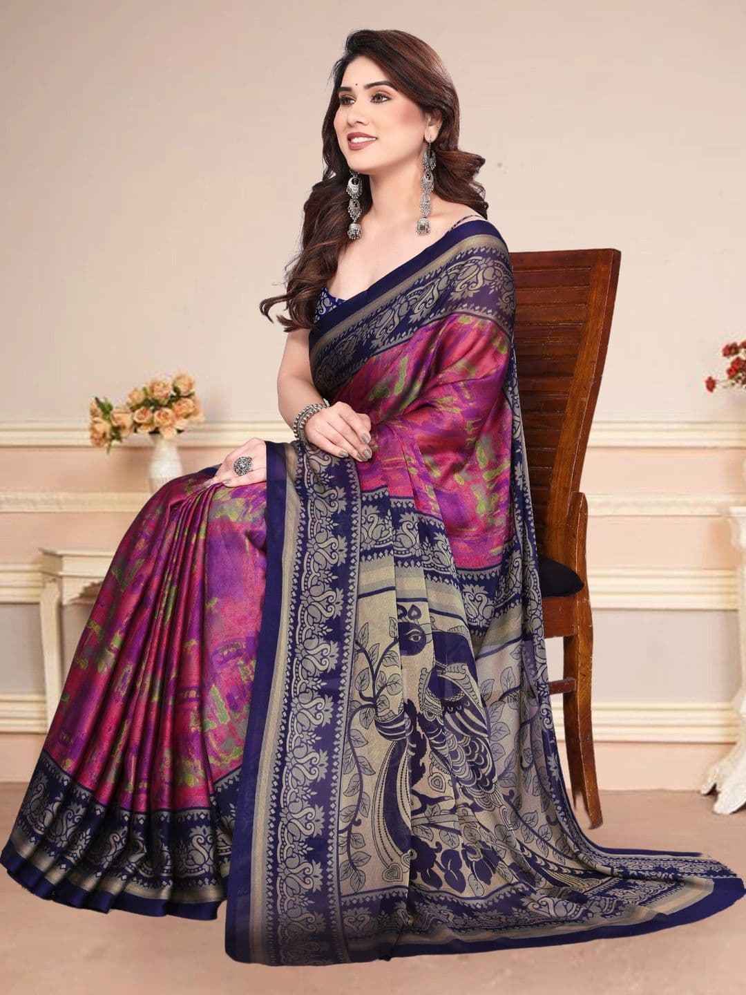 BOLOKA Poly Georgette Designer Saree thumbnail 2