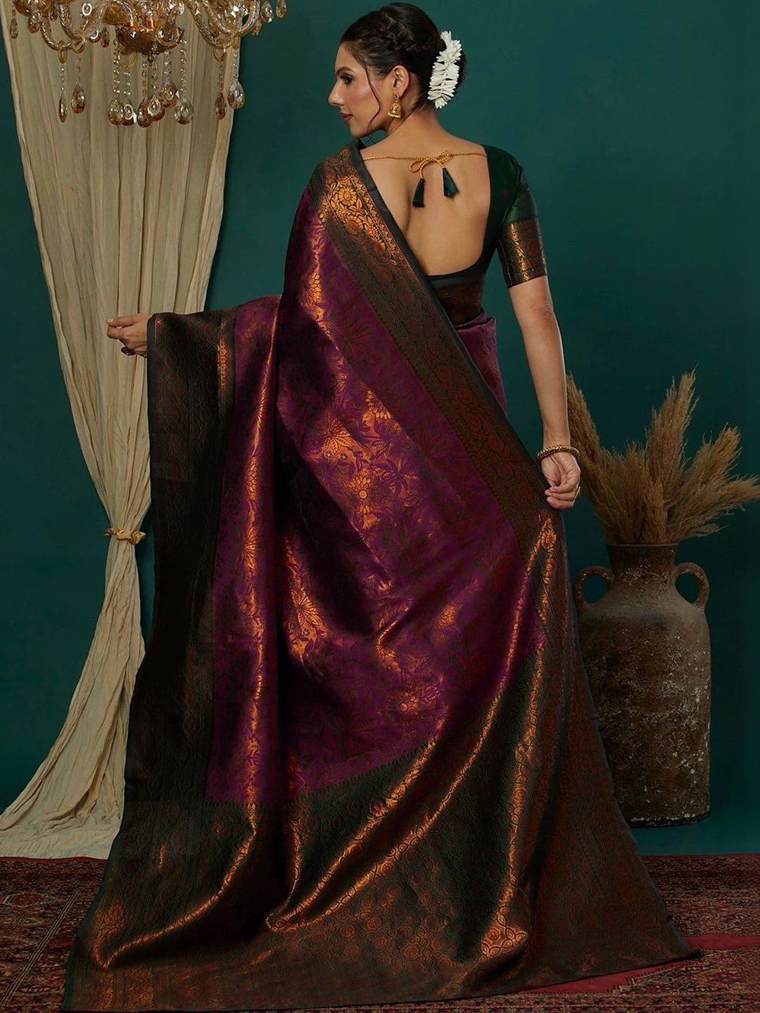 SANISA Woven Design Zari Silk Blend Saree thumbnail 6