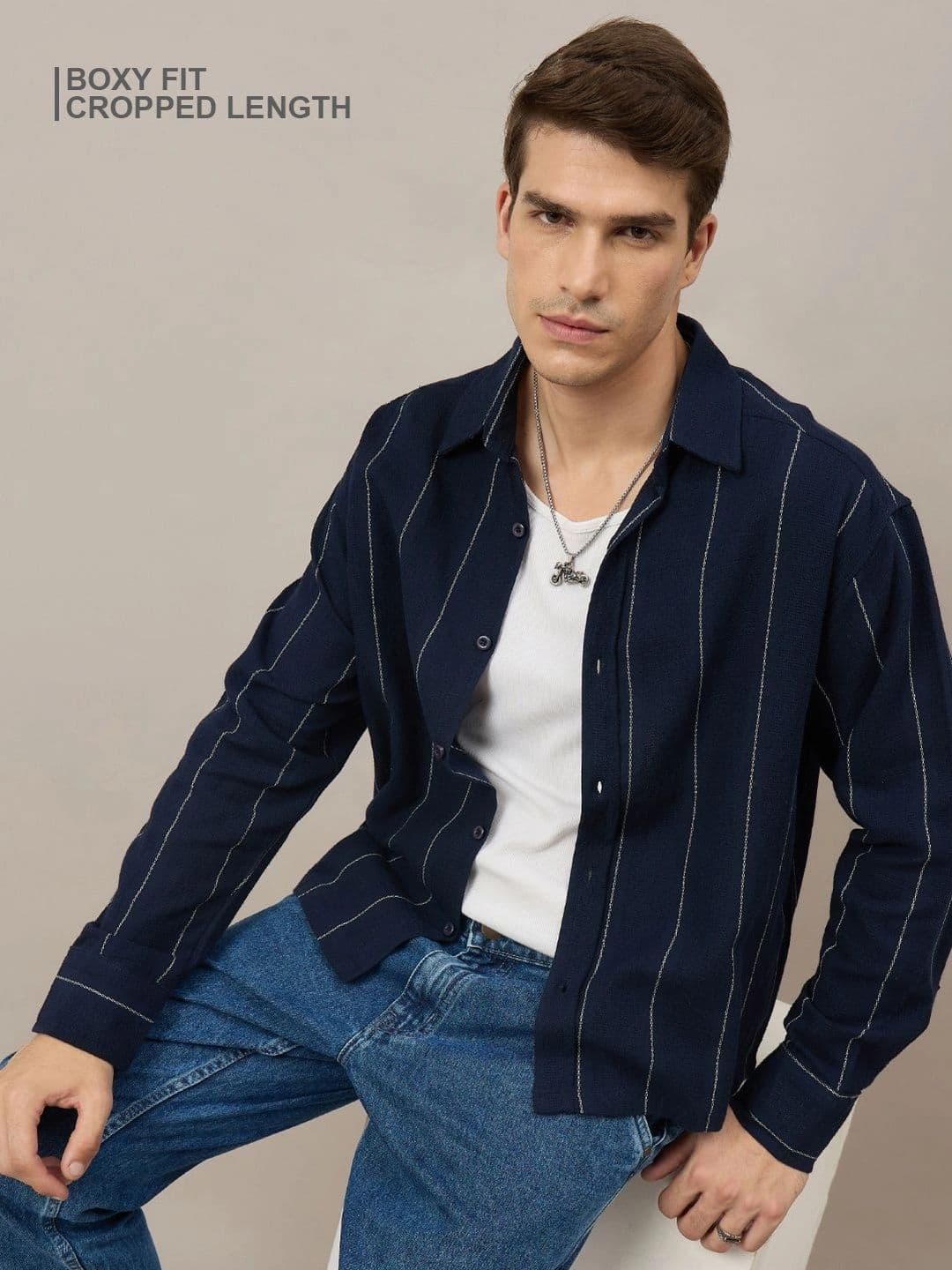CHIMPAAANZEE Men Boxy Striped Casual Shirt - view 1