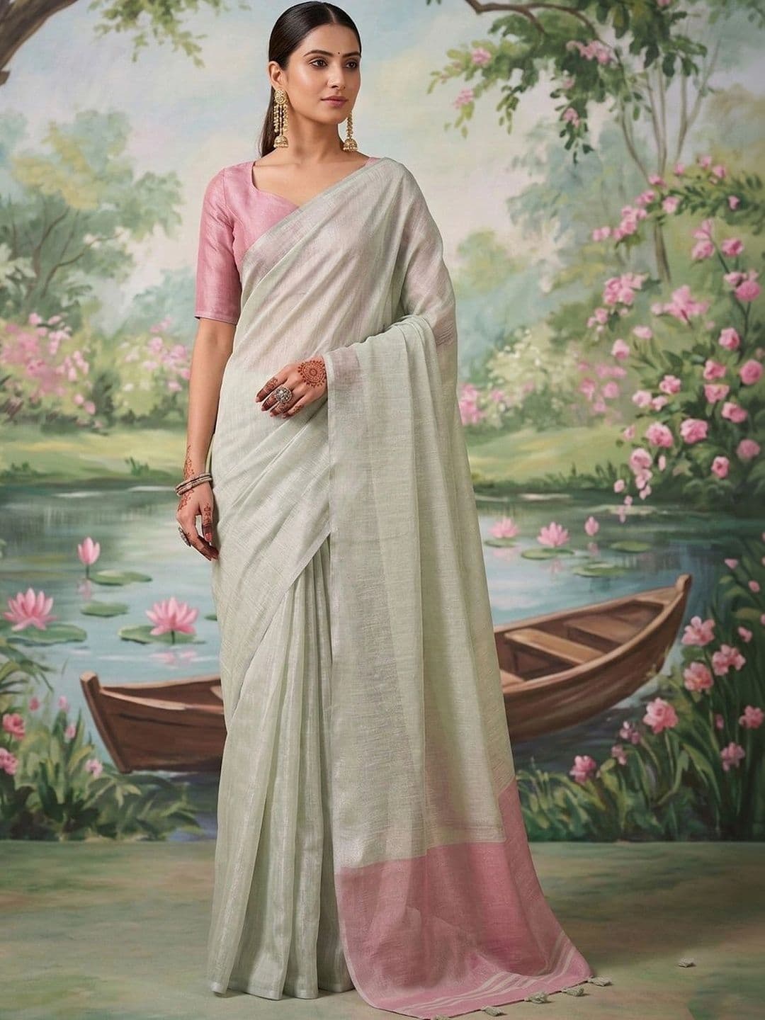 Mitera Woven Design Tissue Saree - view 1