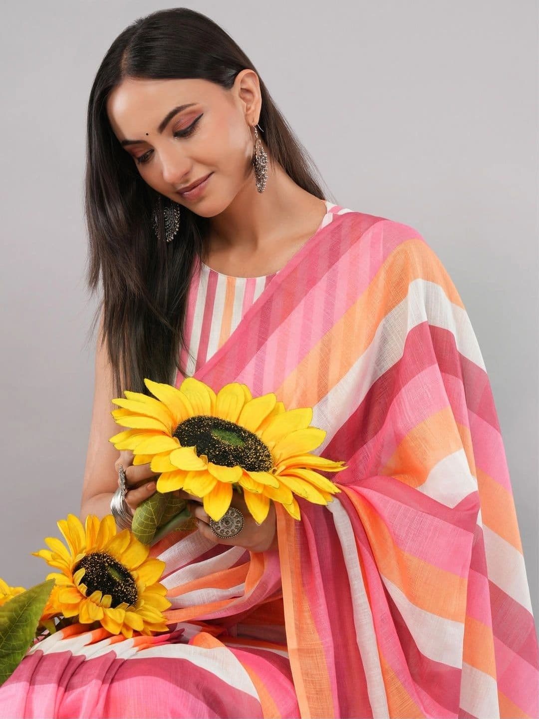 SAMANTHA Striped Linen Blend Saree thumbnail 5
