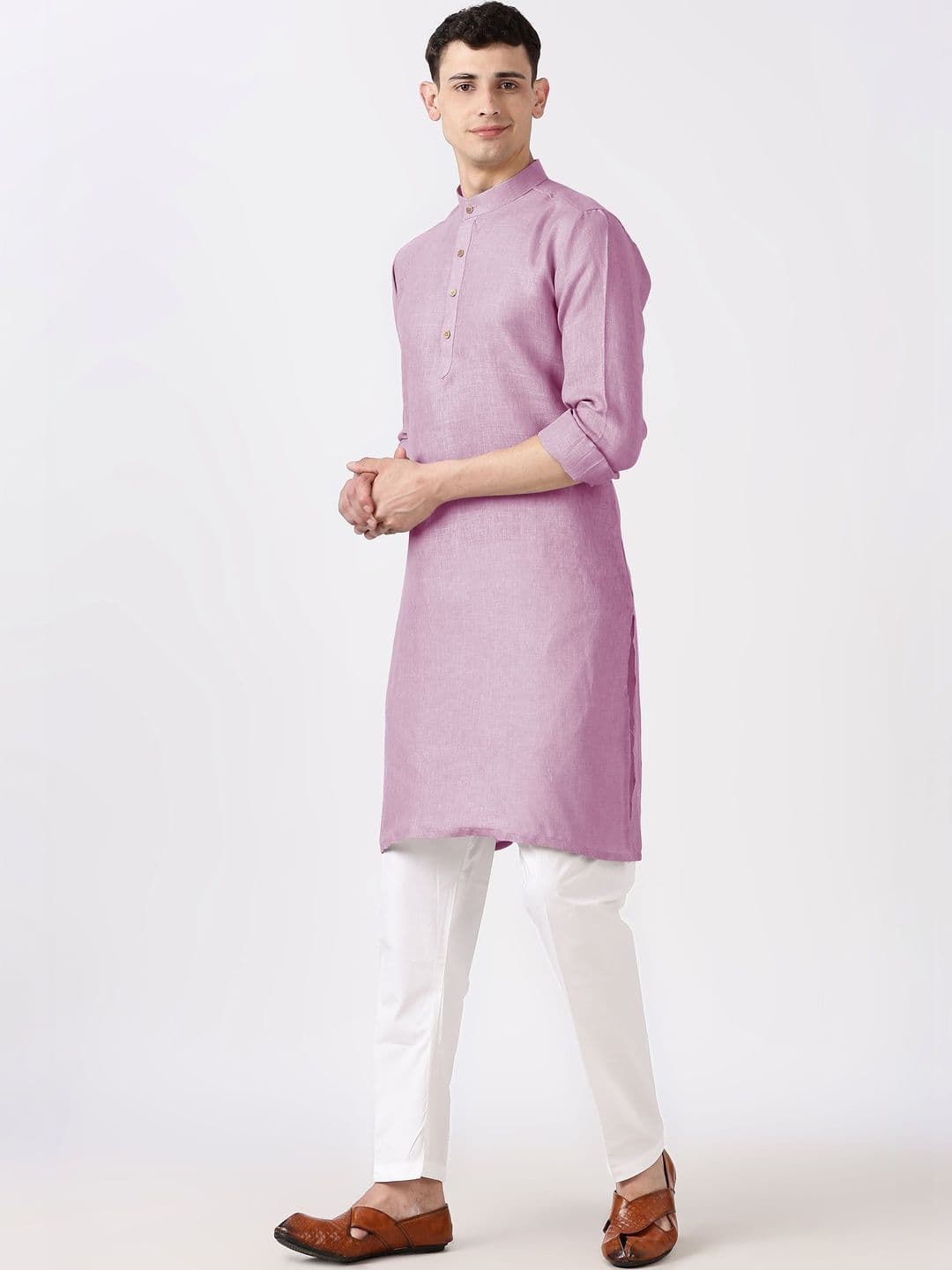 Anouk Men Cotton Linen Long Kurta thumbnail 3