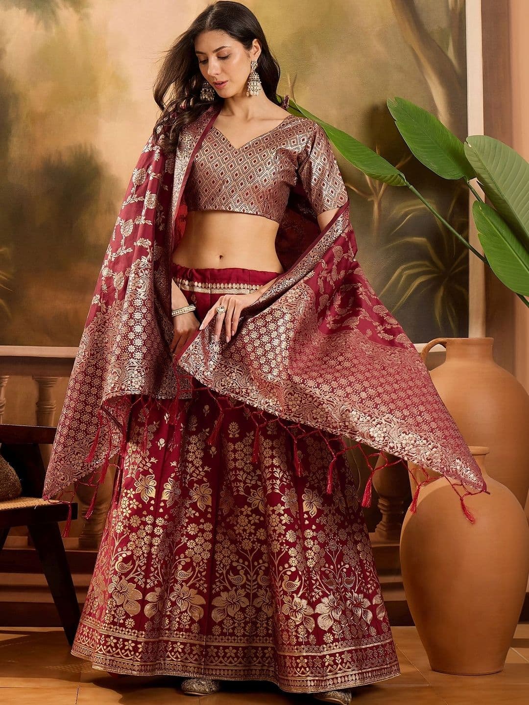Anouk Rustic Semi-Stitched Lehenga & Unstitched Blouse With Dupatta thumbnail 5