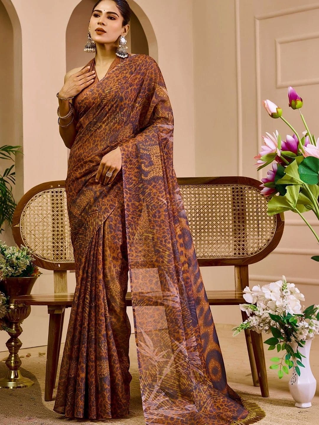 ZAMUNA Floral Tissue Designer Bhagalpuri Saree - view 1