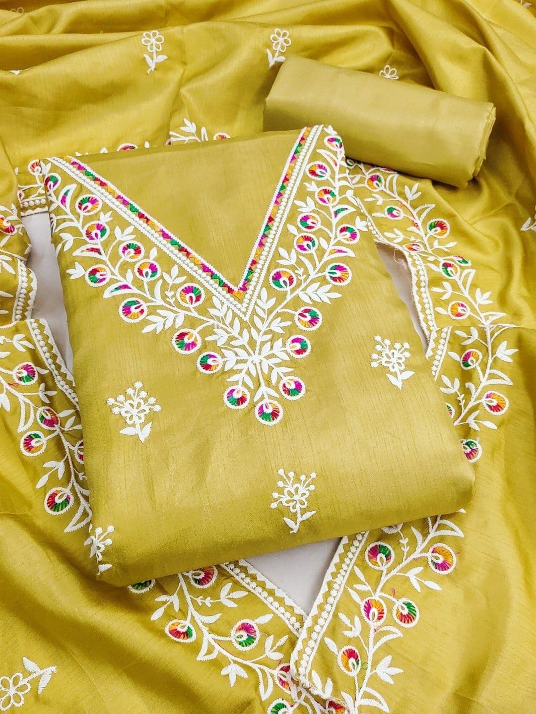 TAVAS Embroidered Pure Cotton Unstitched Dress Material thumbnail 2