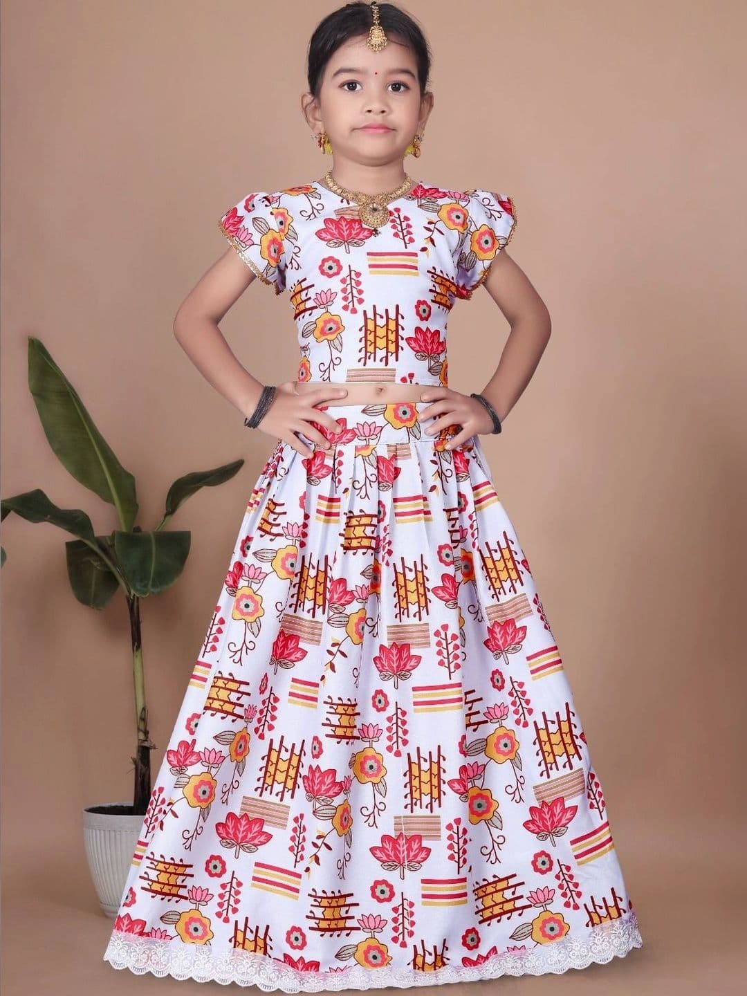 Tiny Twirls Girls Printed Ready to Wear Lehenga & - view 1
