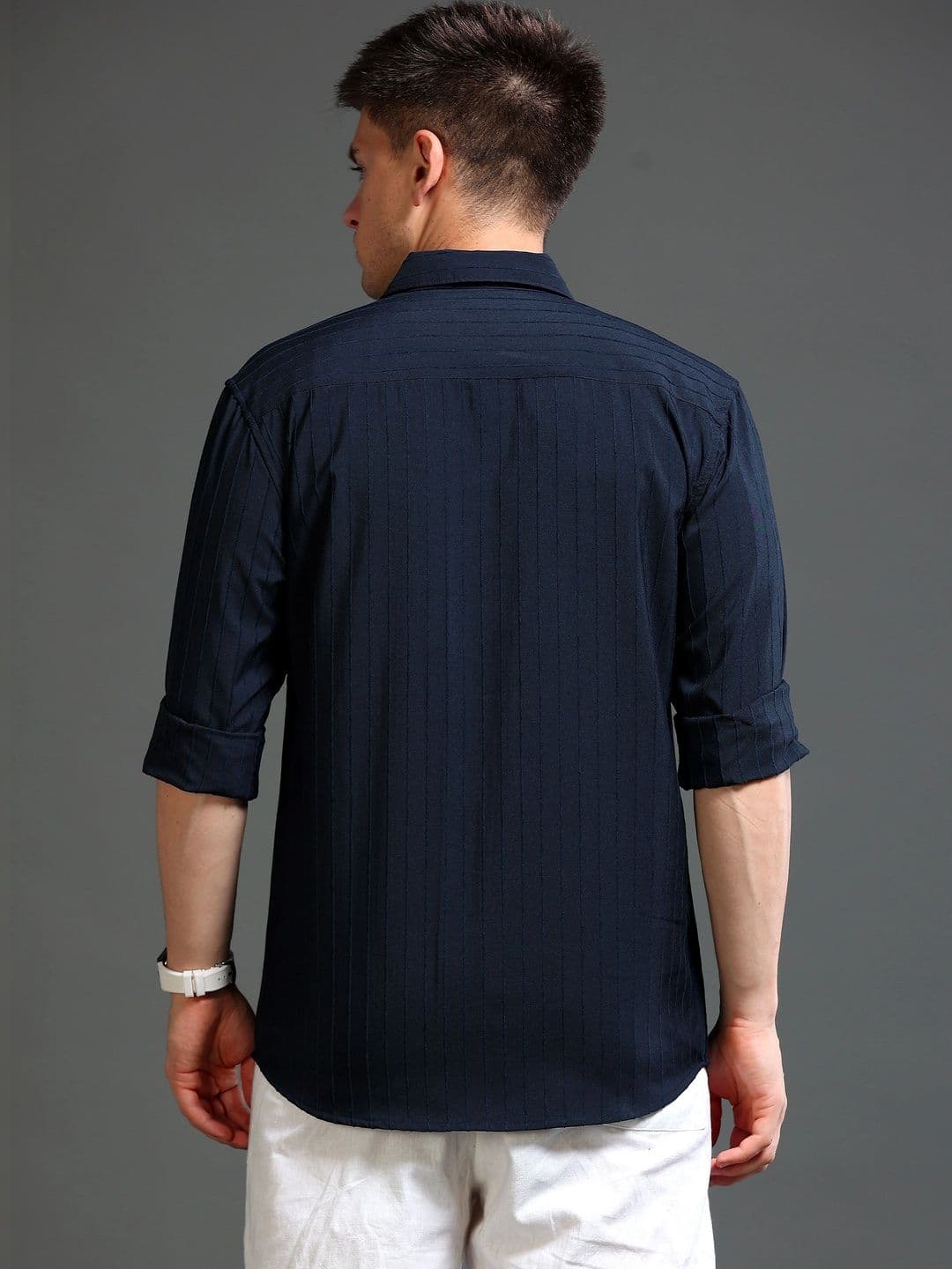 TOM MACKLER Men Classic Slim Fit Striped Casual Shirt thumbnail 4