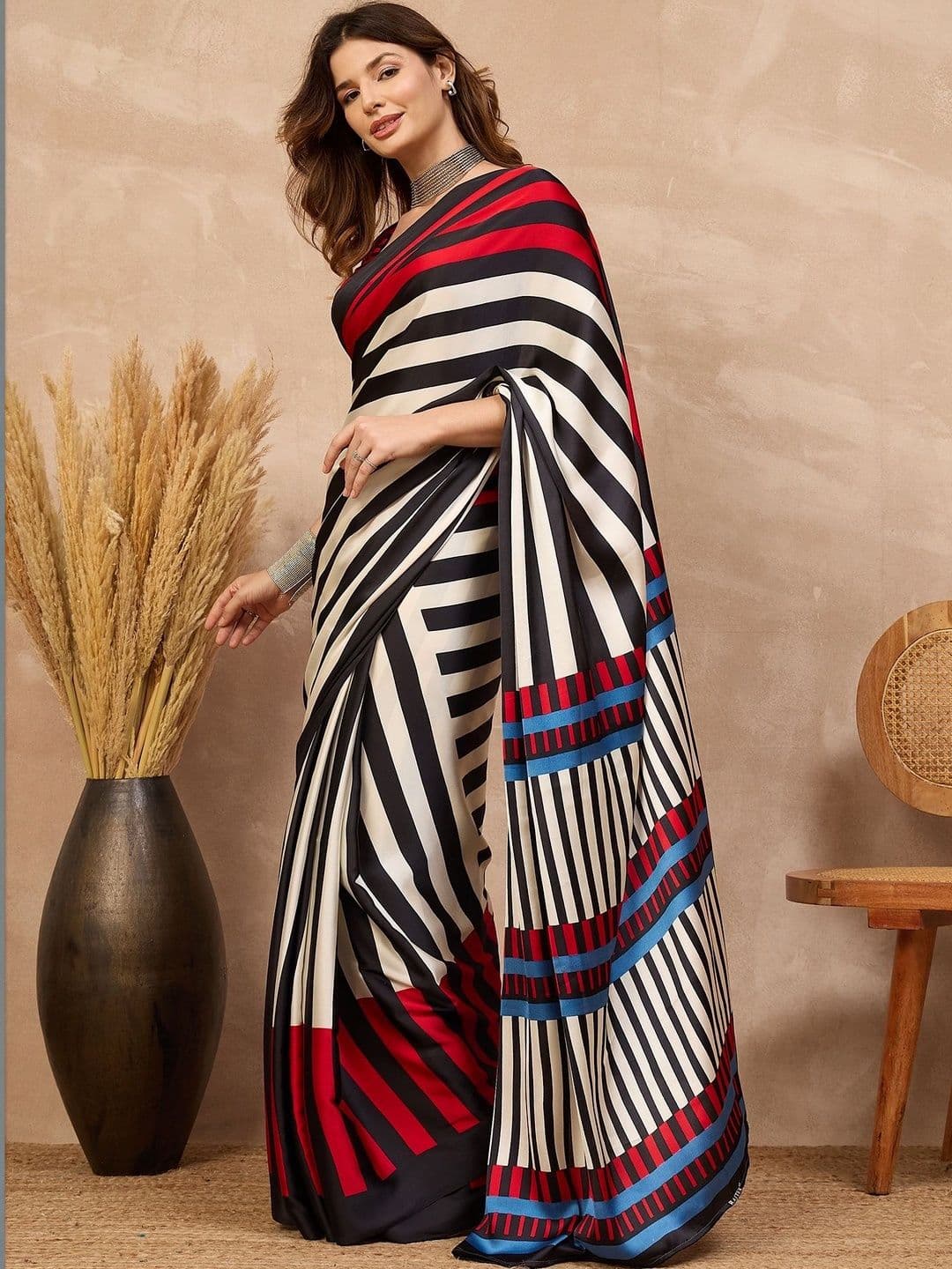 all about you Striped Designer Saree thumbnail 2