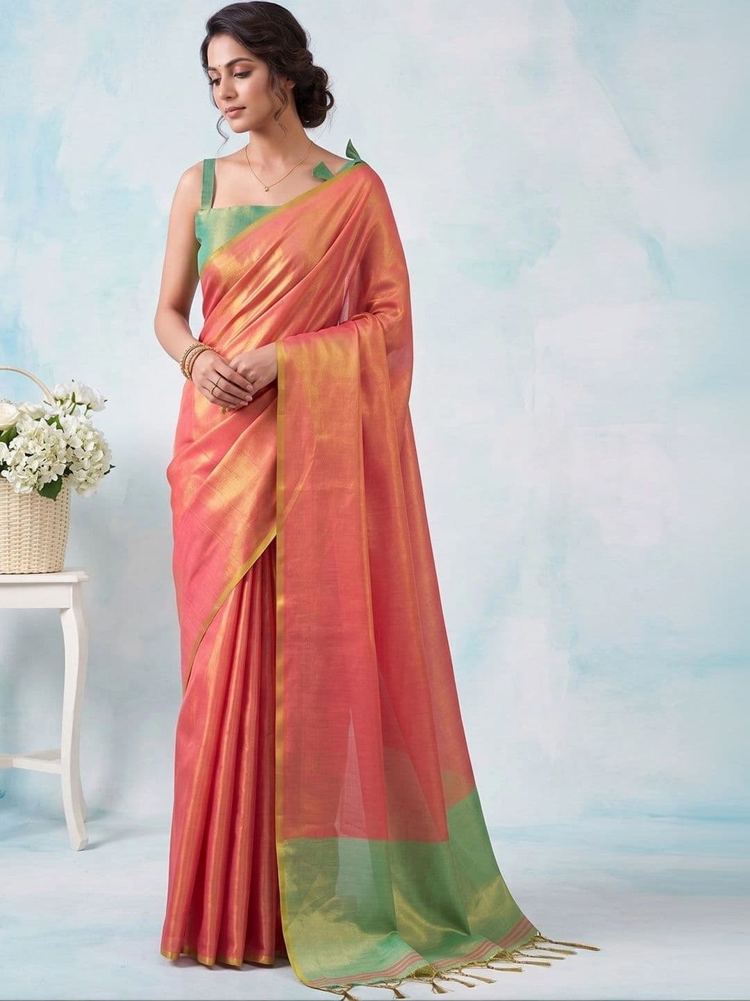 Mitera Woven Design Tissue Saree - view 1