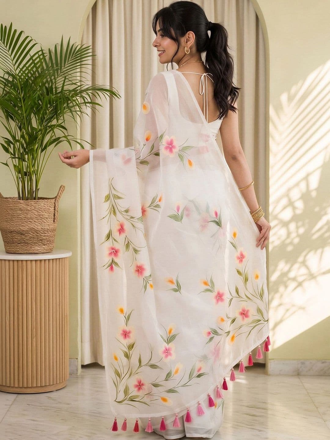 Sangria Ethnic Motifs Poly Chiffon Designer Saree thumbnail 6