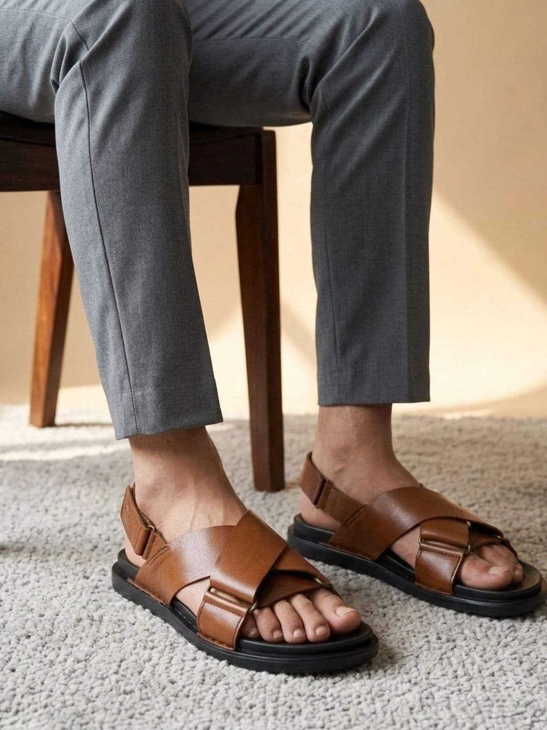 Mardi Gras Men Leather Gladiators Sandals - view 1