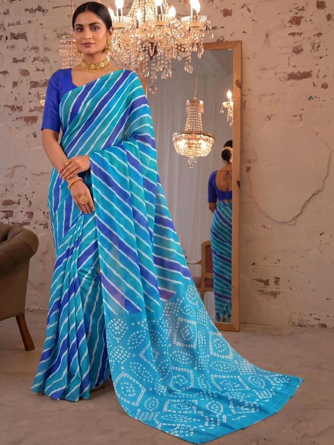 SAMANTHA Leheriya Poly Georgette Leheriya Saree - view 1