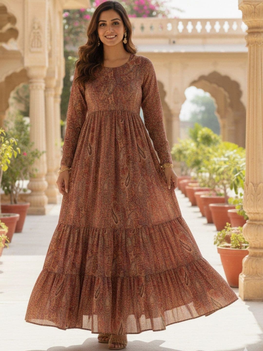 HERE&NOW Printed A-Line Flared Ethnic Dresses - view 1